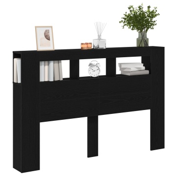 Tăblie LED Negru Stejar 160x18,5x45 cm Lemn prelucrat - Img 2