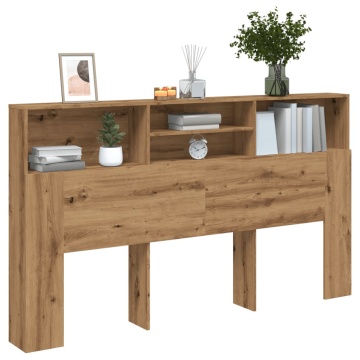 Tăblie pat dulap stejar artizanal 180x19x103,5cm lemn prelucrat - Img 1