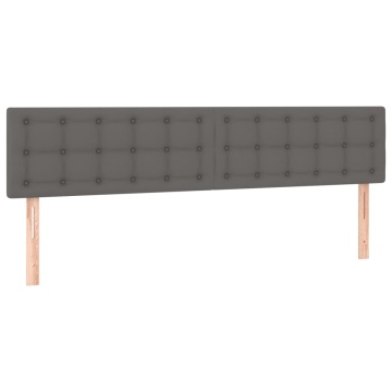 Tăblii de pat, 2 buc, gri, 100x5x78/88 cm, piele ecologică - Img 2