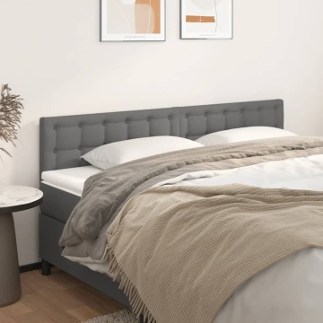 Tăblii de pat, 2 buc, gri, 90x5x78/88 cm, piele ecologică - Img 1