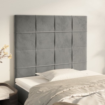 Tăblii de pat, 2 buc, gri deschis, 80x5x78/88 cm, catifea - Img 1
