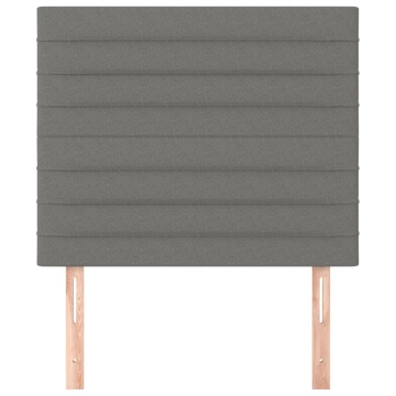 Tăblii de pat, 2 buc, gri închis, 90x5x78/88 cm, textil - Img 3