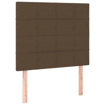 Tăblii de pat, 2 buc, maro închis, 80x5x78/88 cm, textil - Img 2