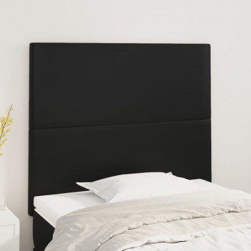 Tăblii de pat, 2 buc, negru, 100x5x78/88 cm, piele ecologică - Img 1