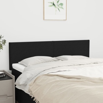 Tăblii de pat, 2 buc., negru, 72x5x78/88 cm, textil - Img 1
