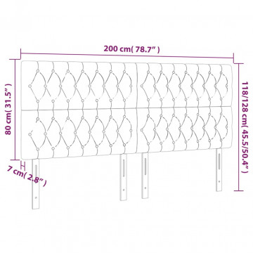 Tăblii de pat, 4 buc, gri închis, 100x7x78/88 cm, textil - Img 7