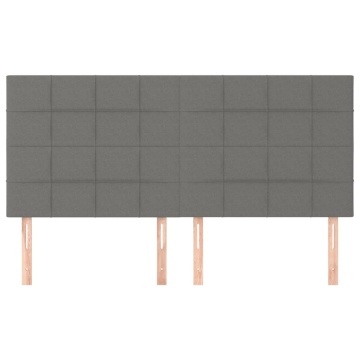 Tăblii de pat, 4 buc, gri închis, 90x5x78/88 cm, textil - Img 3