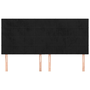 Tăblii de pat, 4 buc, negru, 80x5x78/88 cm, catifea - Img 3