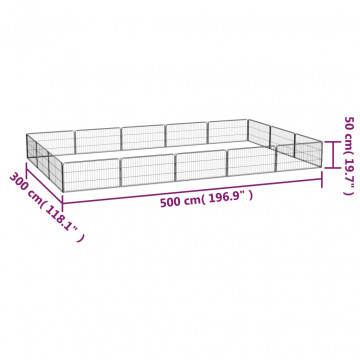 Țarc câini 16 panouri negru 100x50 cm oțel vopsit electrostatic - Img 6