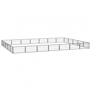 Țarc câini 24 panouri negru 100x50 cm oțel vopsit electrostatic - Img 1