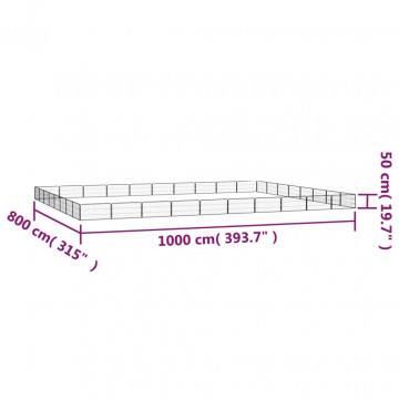 Țarc câini 36 panouri negru 100x50 cm oțel vopsit electrostatic - Img 6