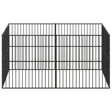 Țarc pentru câini cu 8 panouri, negru, oțel galvanizat - Img 12