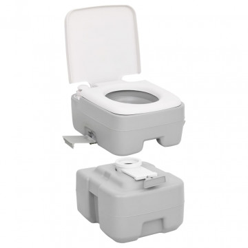 Toaletă portabilă de camping, gri și alb, 20+10 L, HDPE - Img 3