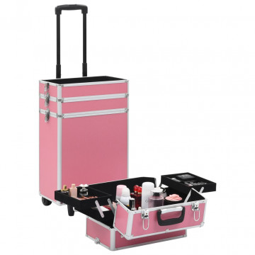 Troler de cosmetice, roz, aluminiu - Img 5