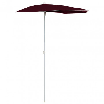 Umbrelă de grădină cu stâlp, roșu bordo, 180x90 cm, semirotundă - Img 2