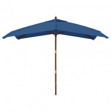 Umbrelă de grădină stâlp din lemn, albastru azur 300x300x273 cm - Img 3