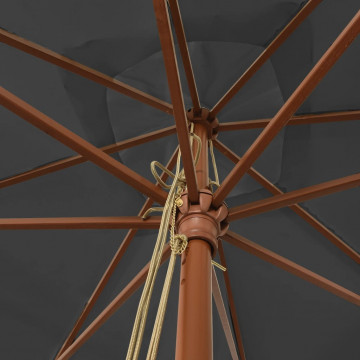 Umbrelă de grădină stâlp din lemn, antracit, 300x300x273 cm - Img 7