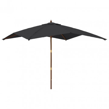 Umbrelă de grădină stâlp din lemn, negru, 300x300x273 cm - Img 2