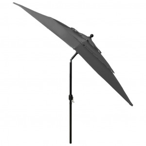Umbrelă de soare 3 niveluri, stâlp aluminiu, antracit 2,5x2,5 m - Img 8