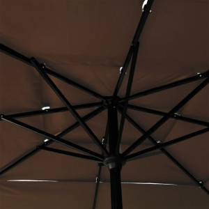 Umbrelă de soare 3 niveluri stâlp aluminiu gri taupe 2,5x2,5 m - Img 2