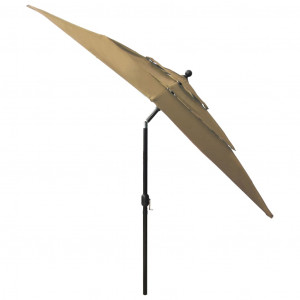 Umbrelă de soare 3 niveluri stâlp aluminiu gri taupe 2,5x2,5 m - Img 8