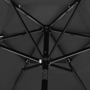 Umbrelă de soare 3 niveluri, stâlp de aluminiu, antracit, 2,5 m - Img 2