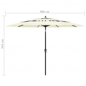 Umbrelă de soare 3 niveluri, stâlp de aluminiu, nisipiu, 3 m - Img 7