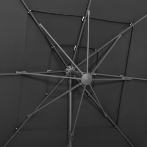 Umbrelă de soare 4 niveluri, stâlp aluminiu antracit 250x250 cm - Img 2