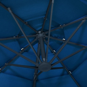 Umbrelă de soare 4 niveluri, stâlp de aluminiu, azuriu, 3x3 m - Img 2
