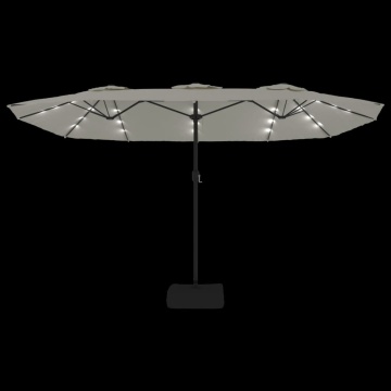 Umbrelă de soare cu două capete cu LED, alb nisipiu, 449x245 cm - Img 5