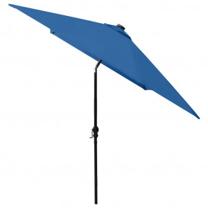 Umbrelă de soare cu stâlp din oțel & LED-uri, albastru, 2x3 m - Img 6