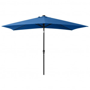 Umbrelă de soare cu stâlp din oțel & LED-uri, albastru, 2x3 m - Img 8