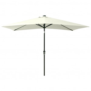 Umbrelă de soare cu stâlp din oțel & LED-uri, nisipiu, 2x3 m - Img 8