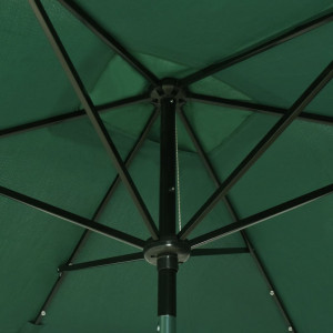 Umbrelă de soare cu stâlp din oțel & LED-uri, verde, 2x3 m - Img 2