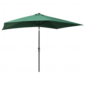 Umbrelă de soare cu stâlp din oțel & LED-uri, verde, 2x3 m - Img 5