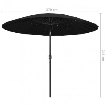 Umbrelă de soare de exterior, stâlp aluminiu, negru, 270 cm - Img 6