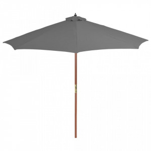 Umbrelă de soare de exterior, stâlp din lemn, 300 cm, antracit - Img 3