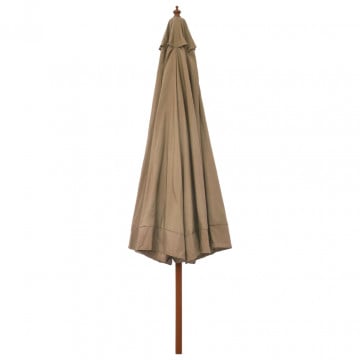 Umbrelă de soare de exterior, stâlp din lemn, gri taupe, 330 cm - Img 3