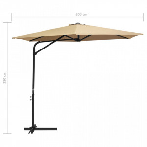 Umbrelă de soare de exterior, stâlp din oțel, gri taupe, 300 cm - Img 6