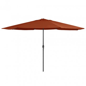 Umbrelă de soare de exterior, stâlp metalic, cărămiziu, 400 cm - Img 1