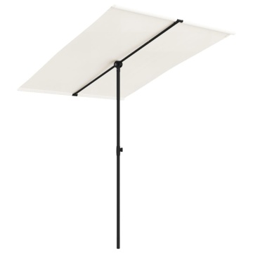 Umbrelă de soare de grădină stâlp aluminiu alb nisipiu 2x1,5 m - Img 2