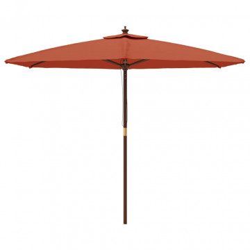 Umbrelă de soare de grădină stâlp din lemn cărămiziu 299x240 cm - Img 3
