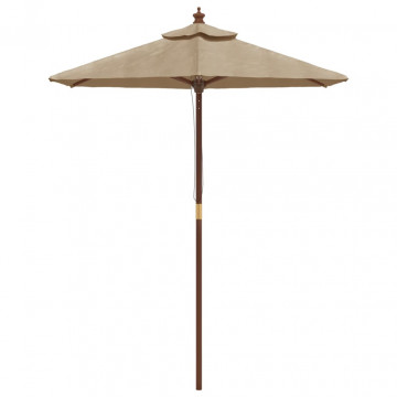 Umbrelă de soare de grădină stâlp din lemn gri taupe 196x231 cm - Img 3