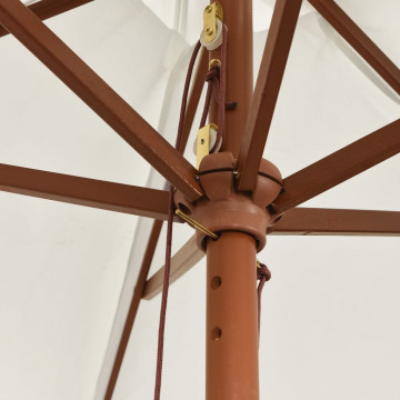 Umbrelă de soare de grădină stâlp din lemn, nisipiu, 299x240 cm - Img 5