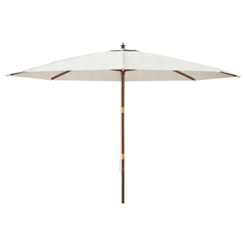 Umbrelă de soare de grădină stâlp din lemn, nisipiu, 400x273 cm - Img 3
