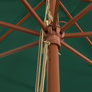 Umbrelă de soare de grădină, stâlp din lemn, verde, 400x273 cm - Img 5