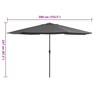 Umbrelă de soare de grădină, stâlp metalic, antracit, 390 cm - Img 6