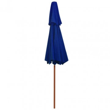 Umbrelă de soare dublă, stâlp din lemn, albastru, 270 cm - Img 3