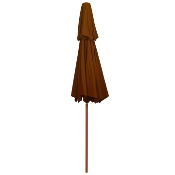 Umbrelă de soare dublă, stâlp din lemn, cărămiziu, 270 cm - Img 4
