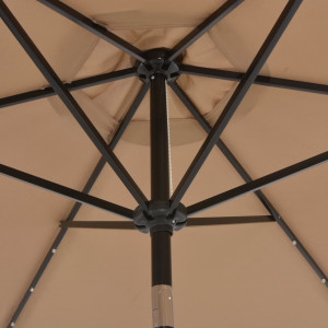 Umbrelă de soare exterior, LED-uri și stâlp oțel, taupe, 300 cm - Img 2